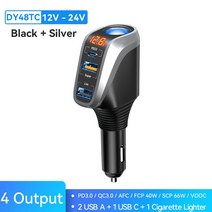 4인 1 100W 자동차 충전기 QC4.0 PD 고속 시가 라이터 확장 12V 24V USB 차량 아이폰 14 화웨이 iPhone Hu, 03 DY48TC Sliver