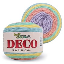 [니뜨] 데코 케이크얀 뜨개실(200g) x 2볼, 12_피치레인보우