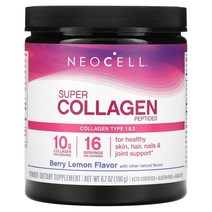 NeoCell (네오셀) NeoCell 슈퍼 콜라겐 펩타이드 1 & 3형 베리 레몬 190g(6.7oz), 2개