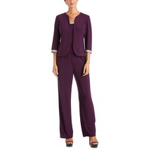 RM Richards 쁘띠 여성 니트 3PC 팬츠 정장, Plum, US 12 Petite (L)