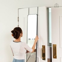 생활백서 라운드 문걸이 전신거울, 블랙