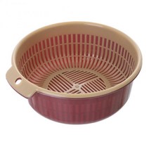 이동식 더블 레이어 과일 야채 그릇 요리 드레인 바구니 주방 플라스틱 과일 야채 세척 스트레이너 주방 가제트, 03