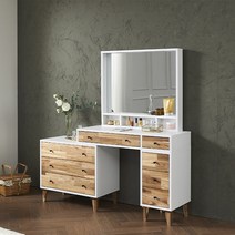 [미소가] [MISOGA] 테디 아카시아원목 슬라이드 화장대, 색상:네이비