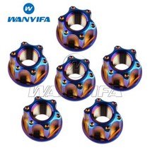 Wanyifa 티타늄 너트 M6M8M10M12M14M16 Torx 플랜지 육각 너트 오토바이 리어 액슬 6pcs, M12 1.5Pitch+Burnt blue