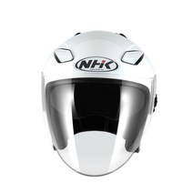 NHK R1 오토바이 오픈페이스 헬멧 그래픽 솔리드 바이크 하이바, 펄화이트 글로시, L