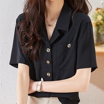 패션시그널 유니크 버튼 더블카라 셔츠 블라우스