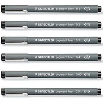 스테들러 수성펜 피그먼트라이너 308 프로젝트펜 물펜, 1개, 04-9/블랙/0.4mm