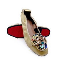 발레토슈즈 성인 취미여성용 발레 플랫 스팽글 유연한 라운드 토 와이드 폭 플러스 사이즈 41 42 43 편, 04 41, 08 169-2Gold