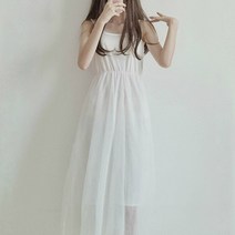 아리아 걸리시 매쉬레이스 스트랩 원피스