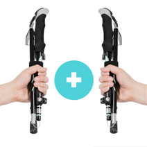 2개 1세트 초경량 접이식 등산스틱 듀랄루민 휴대용 등산지팡이 파우치 증정 듀랄루민 등산 지팡이, 블랙