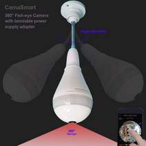360카메라 360도 VR CCTV 3D 촬영 E27 360 ° WIFI 카메라 업그레이드 파노라마 어안 LED 전구 무선 감시 스마트 라이프 장치 원격보기 제어 V380, Camera adaptor 128GG_3.6mm