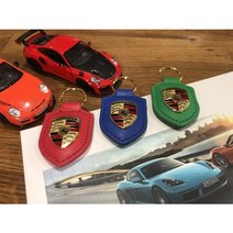 포르쉐 프리미엄 가죽 키홀더 키링 방패 타이칸 파나메라 마칸 카이엔 911 카레라 718 카이맨 박스터 악세사리, 레드