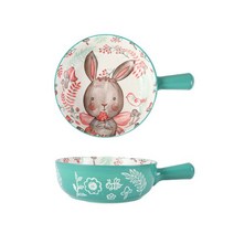유미코 북유럽풍 손잡이 라면그릇 이쁜 그라탕릇 그라탕 접시 파스타그릇, 귀가 없음, 귀여운 토끼