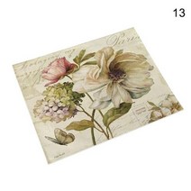 쉐비 소품 빈티지 플라워 리넨 테이블 장식 플레이스 매트 커피 컵 받침 패드, 13+42x32cm