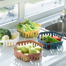 다용도 바구니 소쿠리 채반 주방 과일 세척 4컬러, 화이트