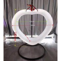 LED 행잉 그네 태양열 야외 테라스 카페 정원, 1.6m 하트 바스켓 프레임 태양광