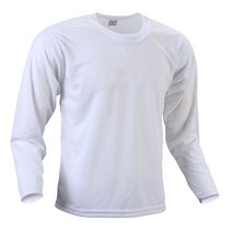 여름 작업복 상의 쿨링 티셔츠 긴팔 라운드 S~4XL 주머니없음 흰색