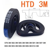 타이밍 벨트 풀리 타임 폭 6 10 15 20mm HTD 3M 고무 아크 치아 타이밍 벨트 피치 길이 579 582 585 588, 10mm_591mm_1 개