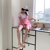 핏앤제이 ㅡ 도란베 프린팅 베어 멜빵숏팬츠