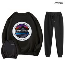 어워크 맨투맨 조거팬츠 트레이닝복 상하의 세트 홈웨어 커플룩 스칸디나비아