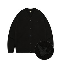 [와릿이즌] ANGEL WAPPEN WOOL MIX V-NECK CARDIGAN BLACK