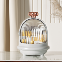 화장대정리대 화장대수납함 향수정리함 뚜껑있는 아크릴함 립스틱 브러쉬 진열대 보관함, 화이트- S SIZE