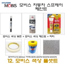 세트12 K5 택시 BHY 꽃담황토색 붓펜 스프레이 모비스 셋트 페인트 퍼티 빠데 450미리 커버링 12미리 마스