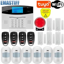 tuya 스마트 라이프 앱에 대한 모션 센서 연기 감지기가있는 wifi 무선 와이어 gsm 홈 보안 경보 시스템 작동 alexa amp Google, g2bwg