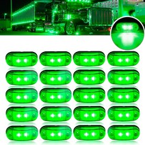 어서와 20/10/4PCS 2 타원형 LED 범용 Led 라이트 사이드 마커 트레일러 트럭 캐러밴 클리어런스 램프 표면 마운트 12V 24V, 4PCS, Green