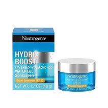 SPF 25 함유 Neutrogena Hydro Boost 페이스 모이스처라이저 수분 페이셜 선스크린 오일 프리 및 논코메도제닉 워터 젤 페이스 로션 1.7온스