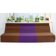 SEJEL.F (세젤에프) 5단 폴리 접이식 매트리스 배색 소파베드 HR스펀지 수면매트 브라운 & 퍼플 7.5CM, 퍼플 & 브라운