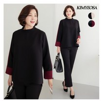 [김여사] 리엘라 배색라인 블라우스 엄마옷/마담옷/중년여성/40대/50대