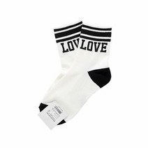 에이치플러스몰 여성용 LOVE 중목양말 여자양말 블랙(1족)