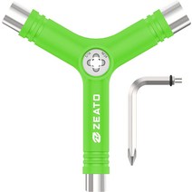 Zeato 올인원 스케이트 도구 다기능 휴대용 보드 T 액세서리 헤드 렌치 스크루 드라이버, 11 Y-그린