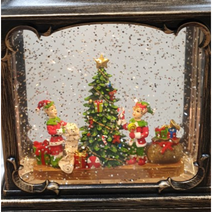 엔틱사각 랜턴오르골워터볼 2113 LED조명장식 크리스마스소품 스노우볼 무드등, 트리와요정