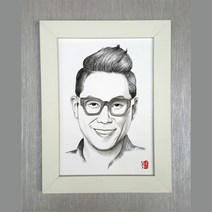 국민초상화A4 인물스케치 강아지그림 고양이그림 100%수작업 특별한선물, 옛날사진(15000), 기본화이트액자(10000원)