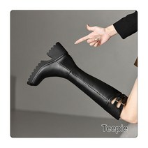 티피/Teepie 여성용 하이힐 부츠 플랫폼 부츠 라이더 부츠8.5cm