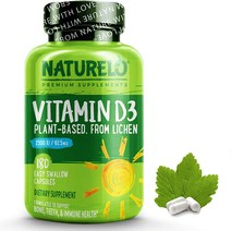 NATURELO Vitamin D3 Plant Based from Lichen 네이처로, capsuels, 1개