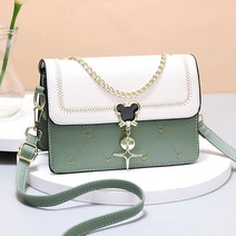 하트 퀄링 배색 미니 사각 크로스백 가방 589