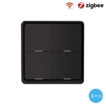 Tuya-Zigbee 스마트 스위치 4 갱 무선 장면 스위치 지원 Zigbee2MQTT Alexa Smartthing 스마트 홈 오토메이션과 호환 가능, CHINA_4 Gang Black