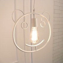 [빛나라닷컴] 귀여운 곰돌이 펜던트 아이방 인테리어 조명, 화이트 + G95 LED 에디슨전구 4W (전구색) 포함
