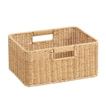 하우스레시피 PP라탄 직사각 바스켓 L, 베이지, 1개