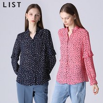리스트 패플단독-리스트 프릴 포인트 프린트 블라우스