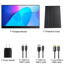 포터블 서브 터치 휴대용 모니터 4k ips uhd 3840x2160 12.5 인치 10 포인트 스크린 hdr 100srgb 60hz type-c hdmi 무선 wifi 모바일, 보호 케이스 포함, 영국 플러그