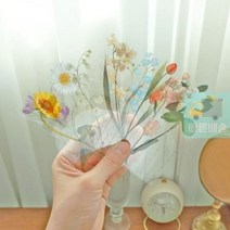 꽃담 책갈피 투명 북마크, 데이지x은방울꽃