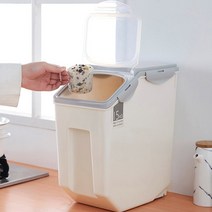 10kg 밀폐 쌀 잡곡 보관 통 곡물 사료 용기 보관함 냉장고 플라스틱 쌀독 미니 슬림, 그레이15kg