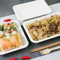 친환경 사각 펄프 트레이 일회용 접시 100매