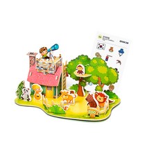 입체 퍼즐 DIY 세트 3D 종이 끼우기 미니어처 제작 만들기 재료 초등 어린이 놀이 키트 문화 센터 복지관, 동물원(스티커증정), 1set