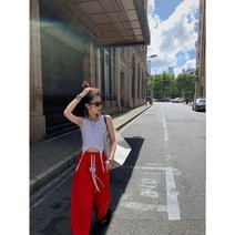 캐쥬얼 운동 일찍이 가을옷 보이핏 볼륨 디자인감각 스티커 표시 드로스트링 와이드 루즈핏 마이크로 맥시 3402548058, 레드 M