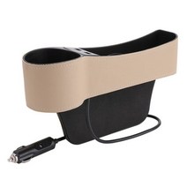 자동차 시트 갭 정리함 클래식 색상과 한 내구성 디자인 포켓 스토리지 박스 듀얼 USB 충전기 컵 홀더 유니버설, 베이지 A